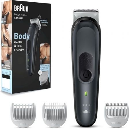 Braun BodyGroomer 3 BG3340 SkinShield Negro/Gris